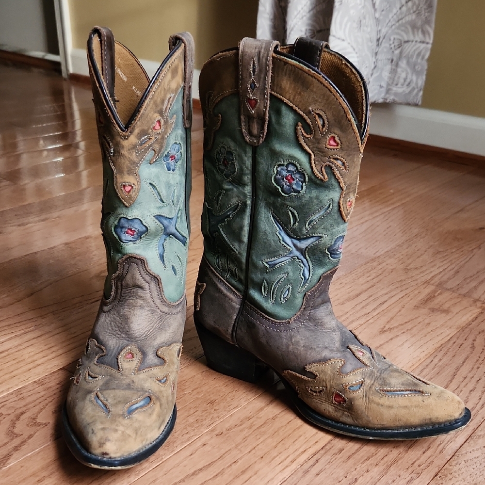 VINTAGE Dan Post BLUEBIRD LEATHER BOOTS SIZE 6